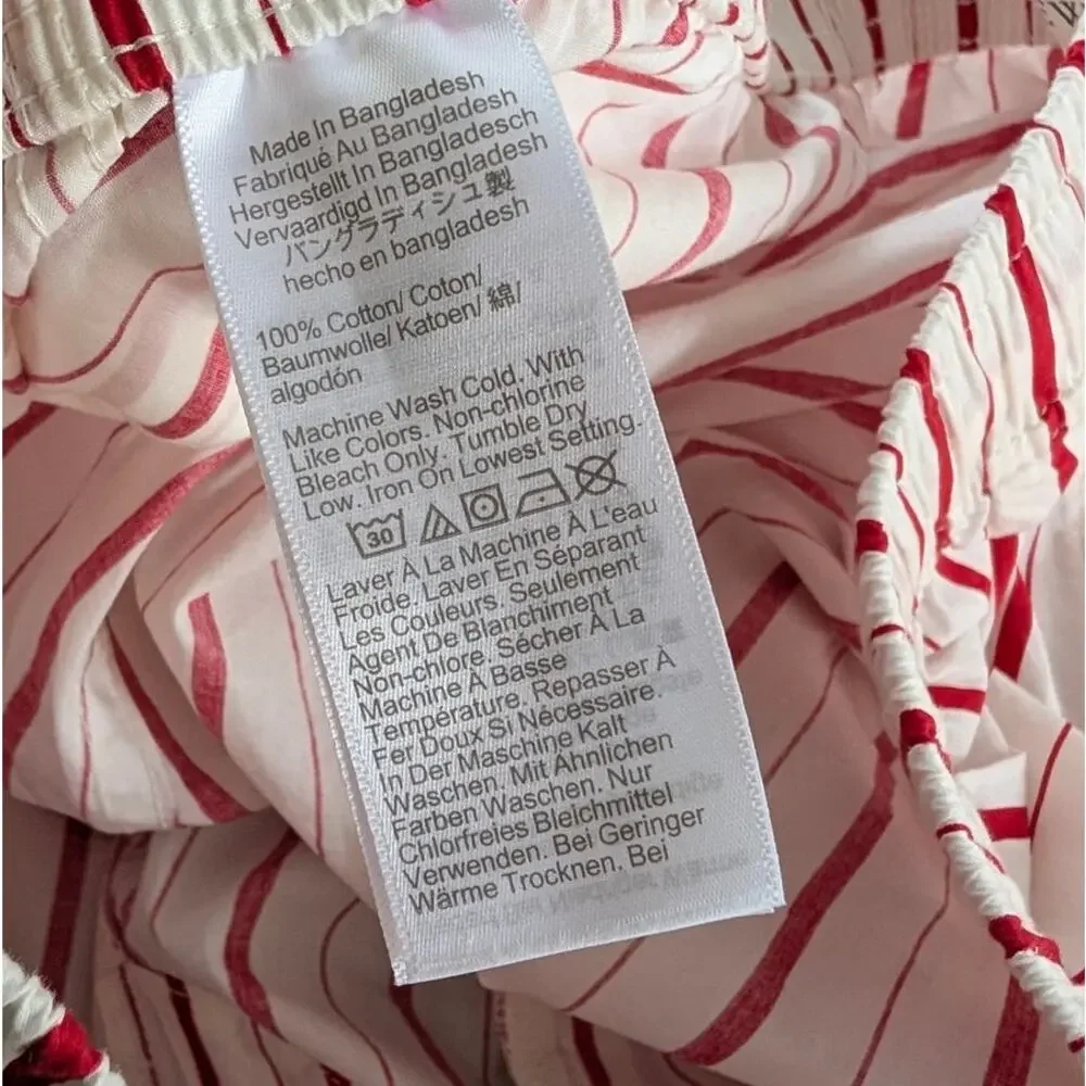 MENS Medium J. Crew Red and White Striped Cotton Pajama Set